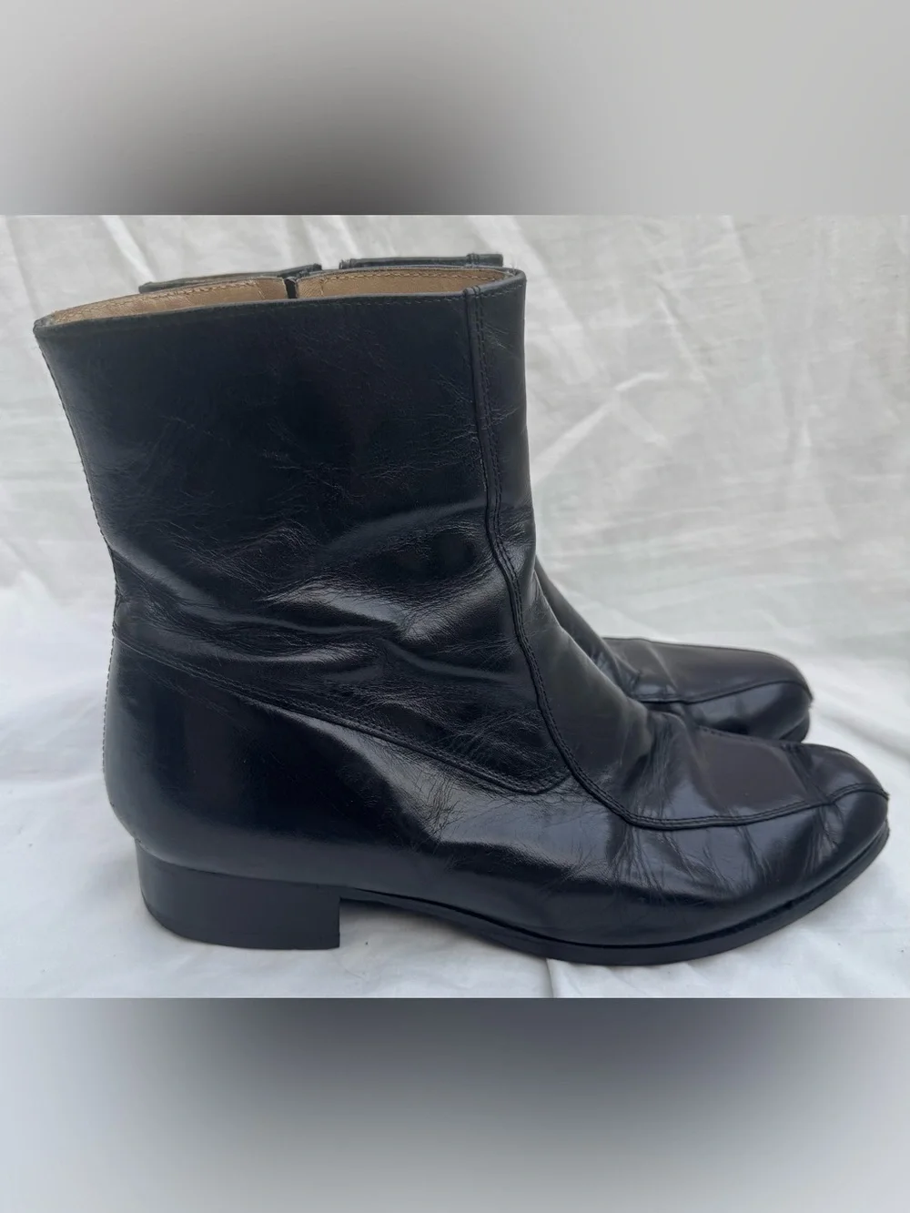 NUNN BUSH Black  Leather Zip Ankle Beatle Boots Mens Size 10  3 E Style 3014